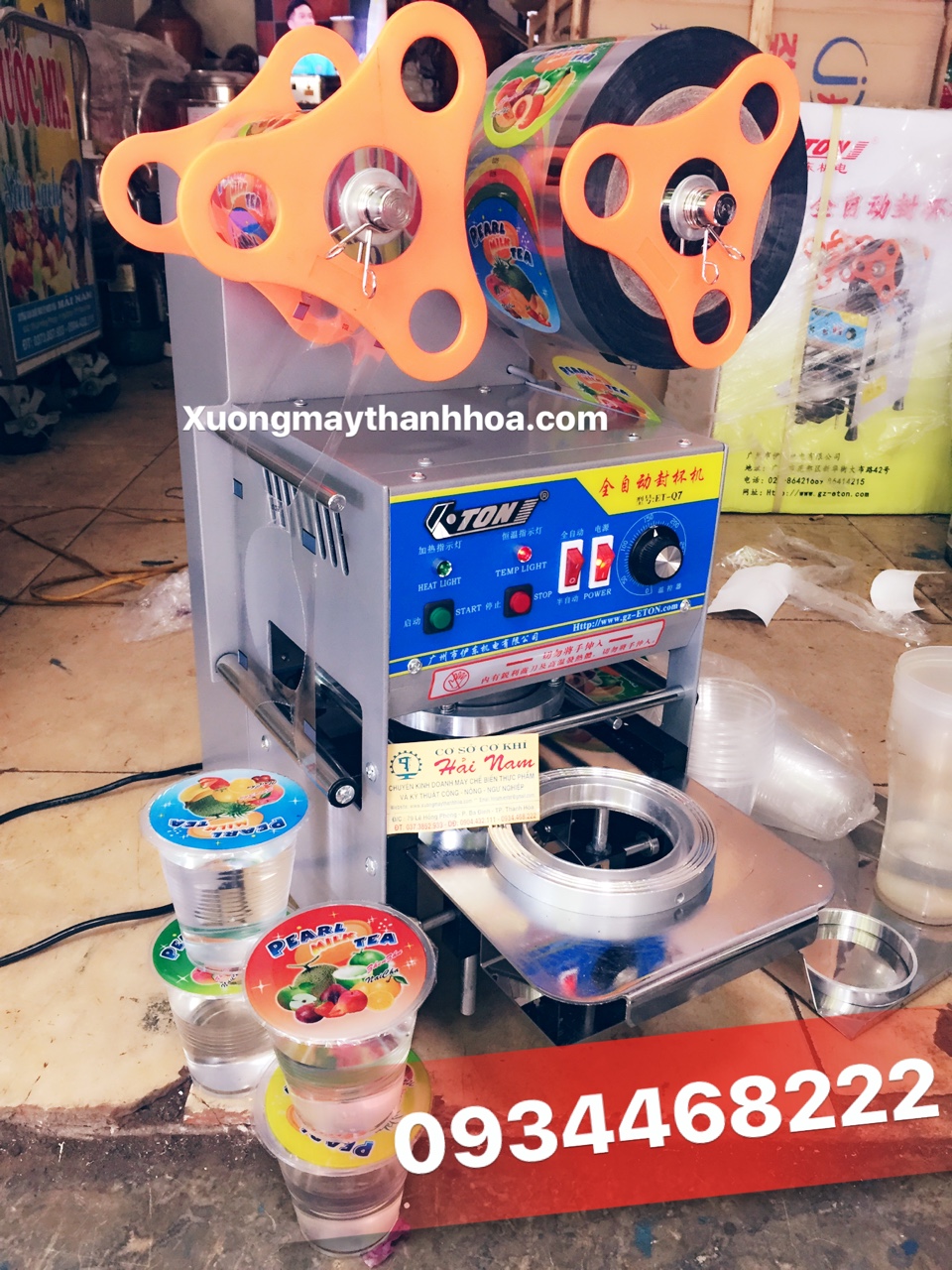 Máy hàn dập nắp ly trà sữa