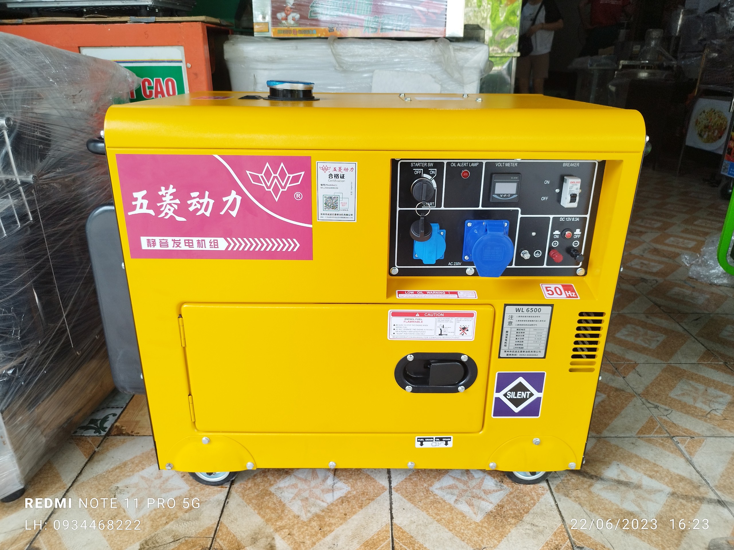 Máy phát điện 6KW chạy dầu điện 220V [ Cách Âm )